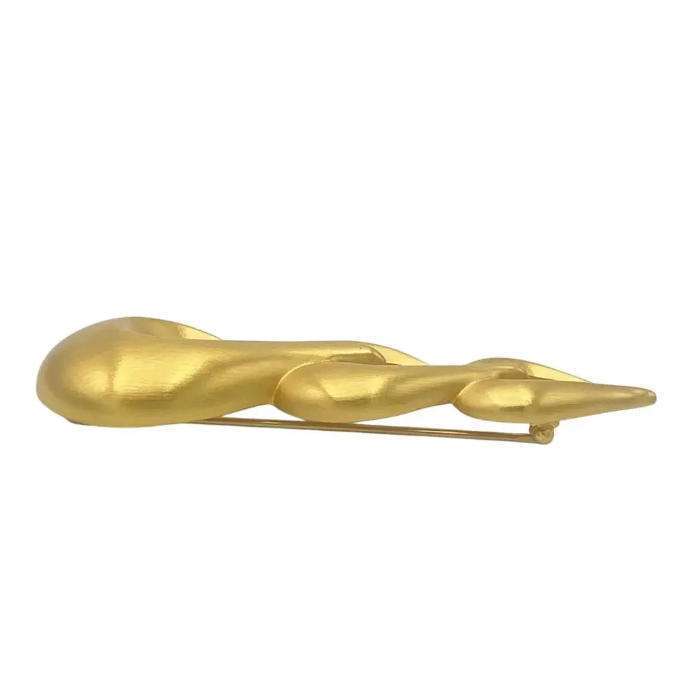 Monet Vintage Gold Tone Abstract Modernist Brooch Pin Signed 3”